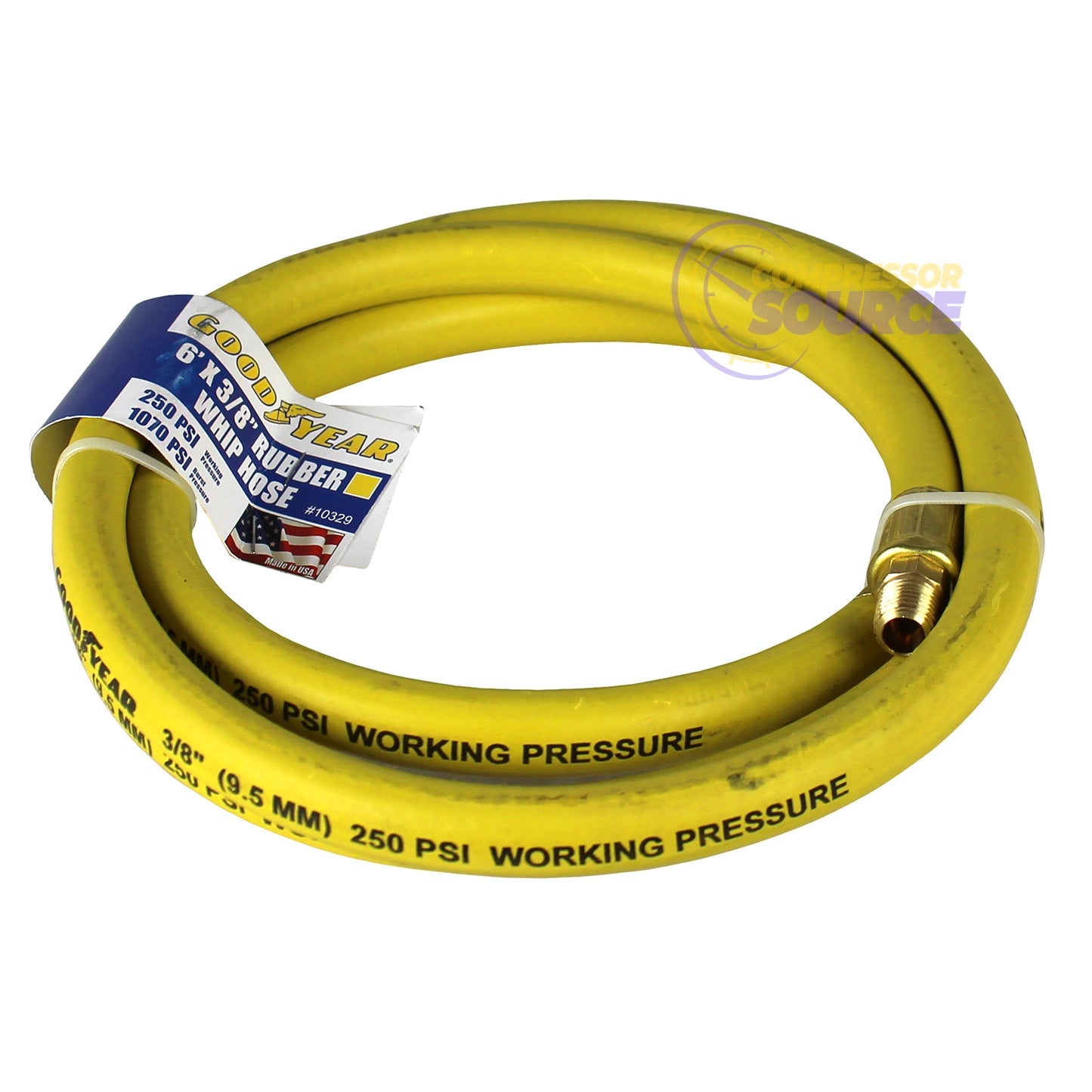 Goodyear Rubber Hose Whip 6' ft. x 3/8" in. 250 PSI Air Compressor Lead 10329