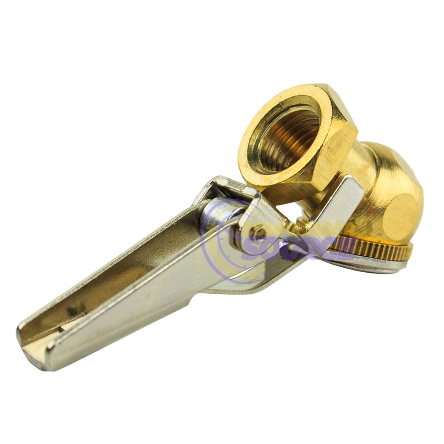 Locking Brass Air Tire Chuck Inflator Compressor Tool 1/4