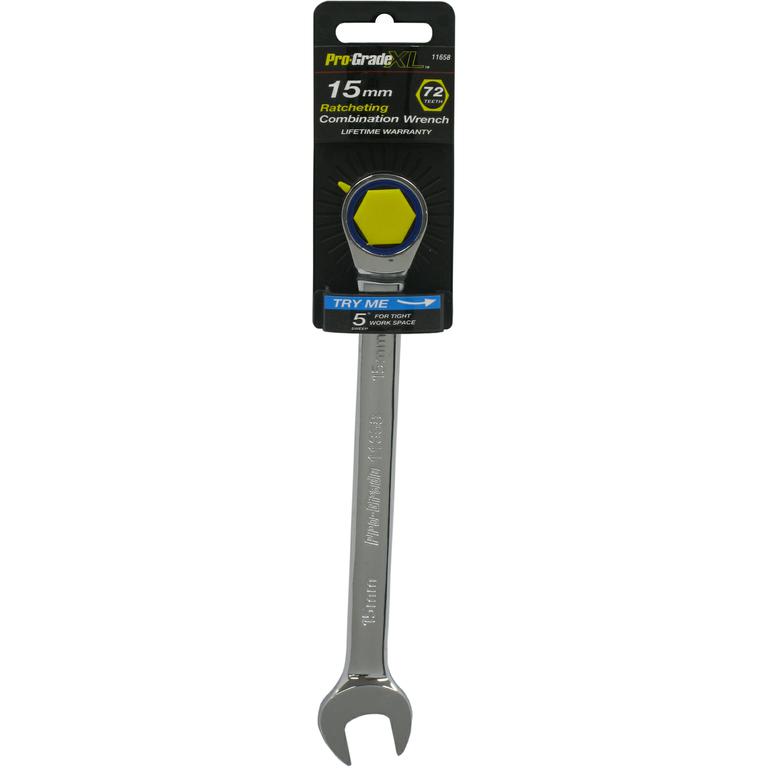 12mm Combination Wrench with 72 Teeth Ratcheting End Metric Pro-Grade 11655