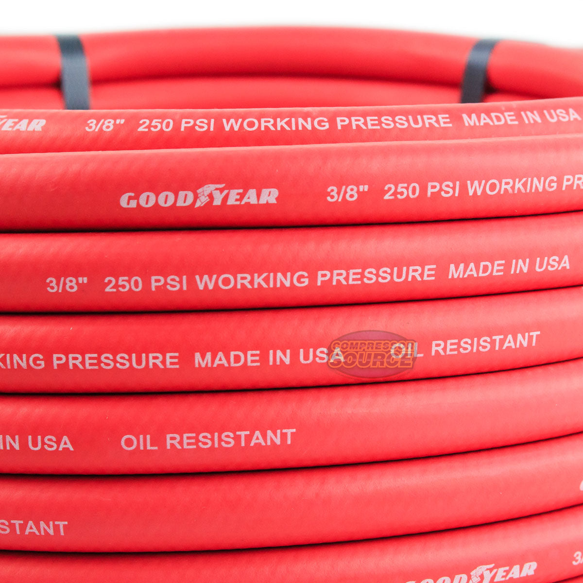 Goodyear 50' x 3/8" Rubber Air Hose 250 PSI Air Compressor Hose USA Made 12674