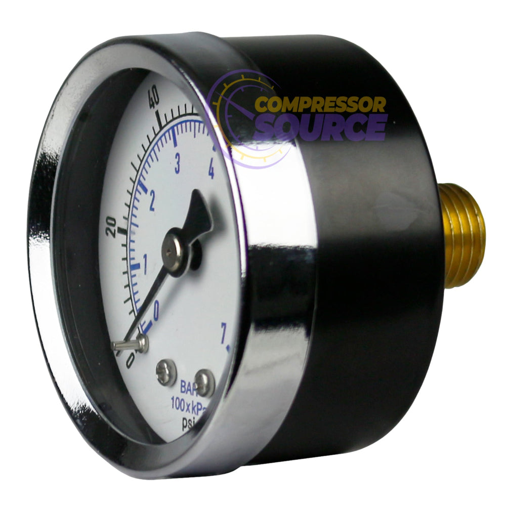 1/4" 100 PSI Compressed Air Pressure Gauge 2" Face Back Mount 2B100-Gauge