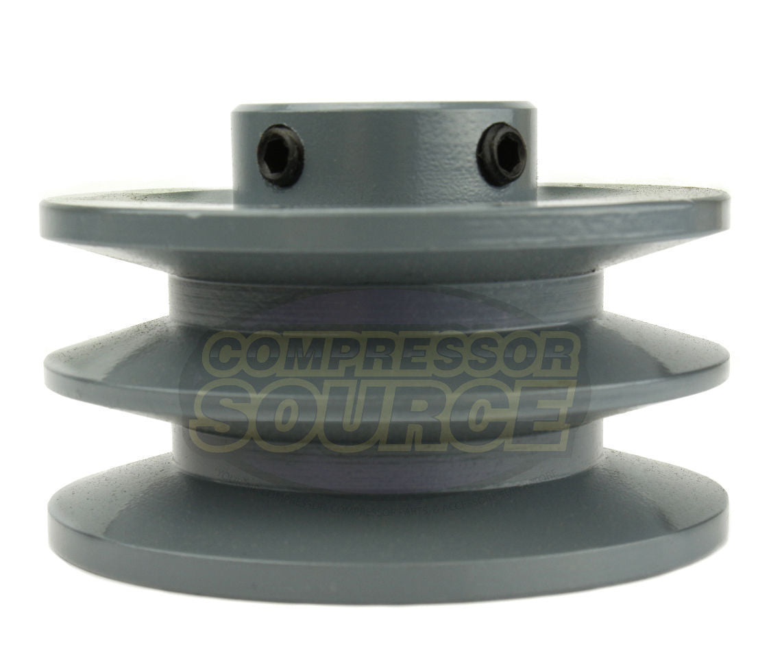 3.5" Double Groove Pulley fits B Section V-Belt 5L with 7/8" Sheave Bushing 2BK34