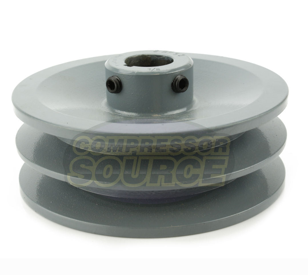 5" Double Groove Pulley fits B Section V-Belt 5L fits 7/8" Keyed Shaft 2BK52