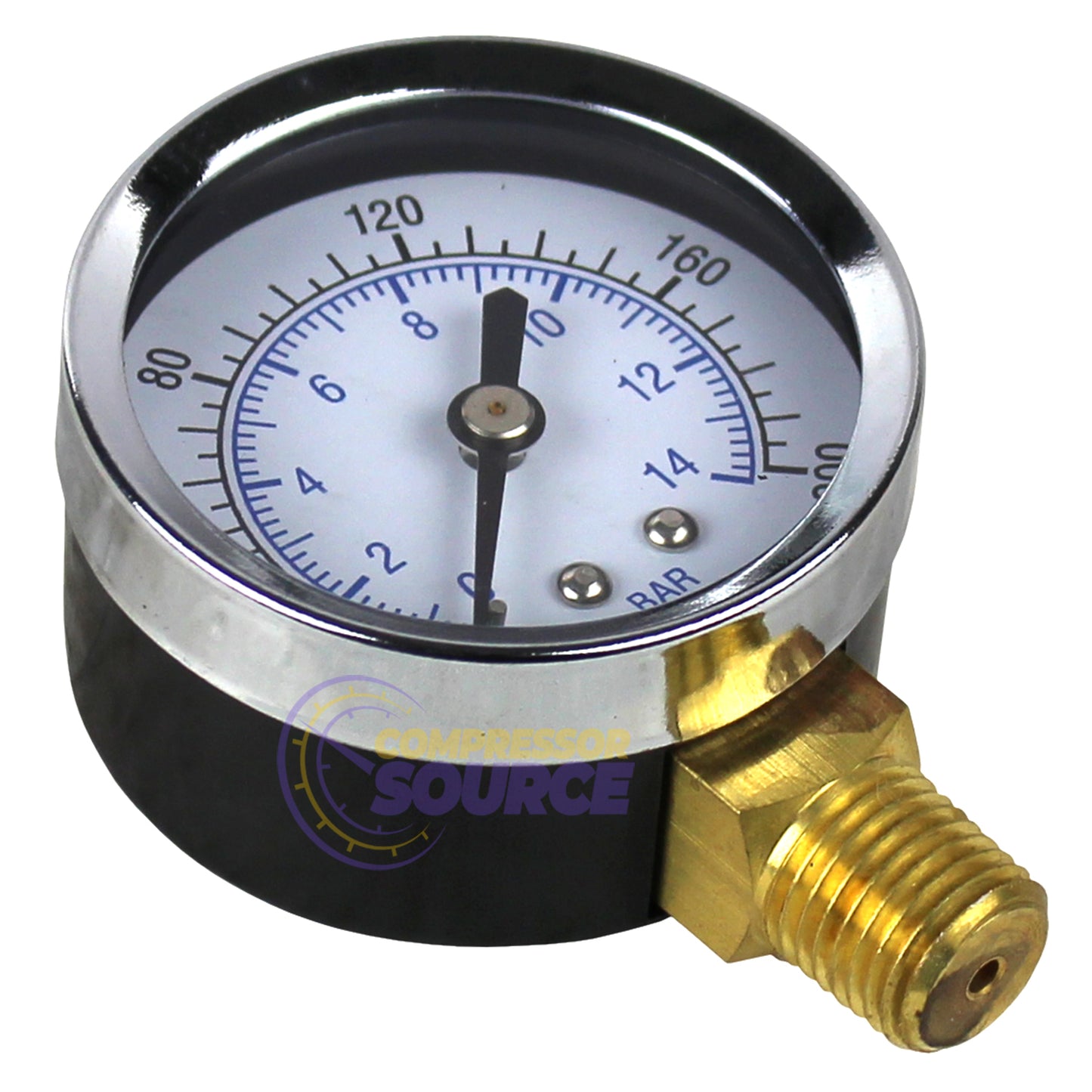 2" Face 1/4" NPT 0 - 200 PSI Pressure Gauge Lower Side Mount
