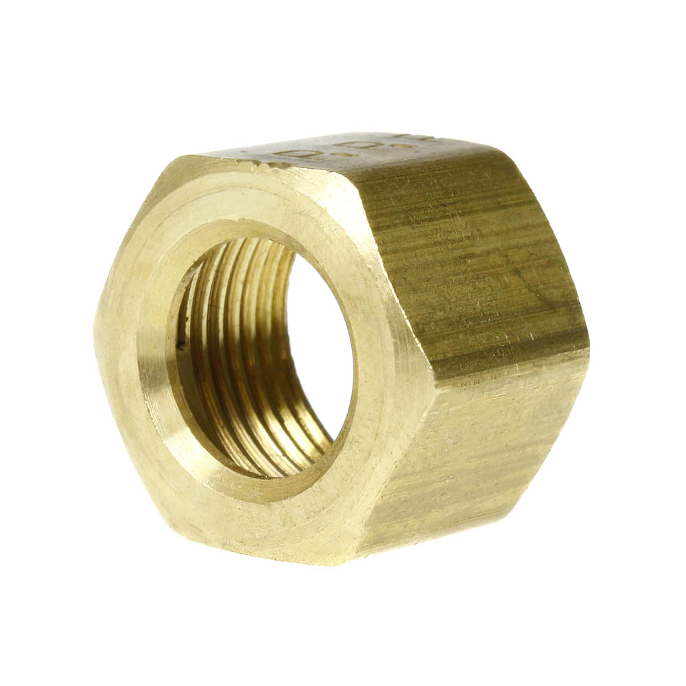 2 Pack 3/8" Compression Nut Hex Shape 9/16"-24 Thread Size Solid Brass Fitting