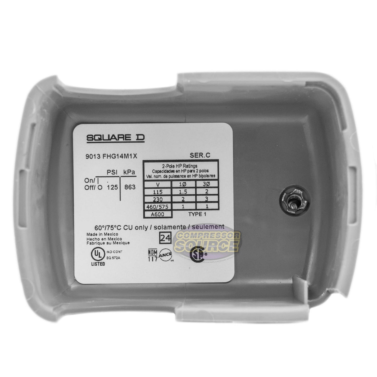 SQUARE D 4 Port 95-125 PSI Air Compressor Pressure Switch 9013FHG14J52M1X