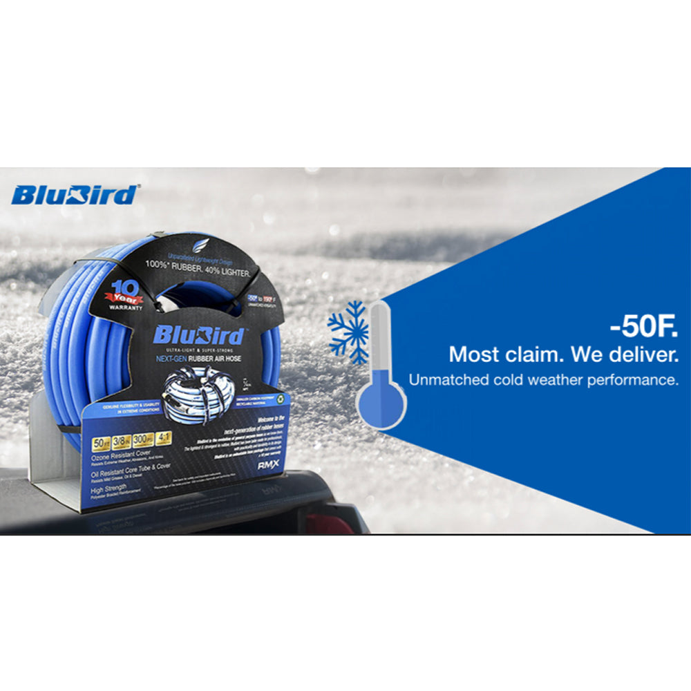BluBird 3/8" x 50ft Air Hose 300 PSI Rubber Kink Resistant Flexible BB3850
