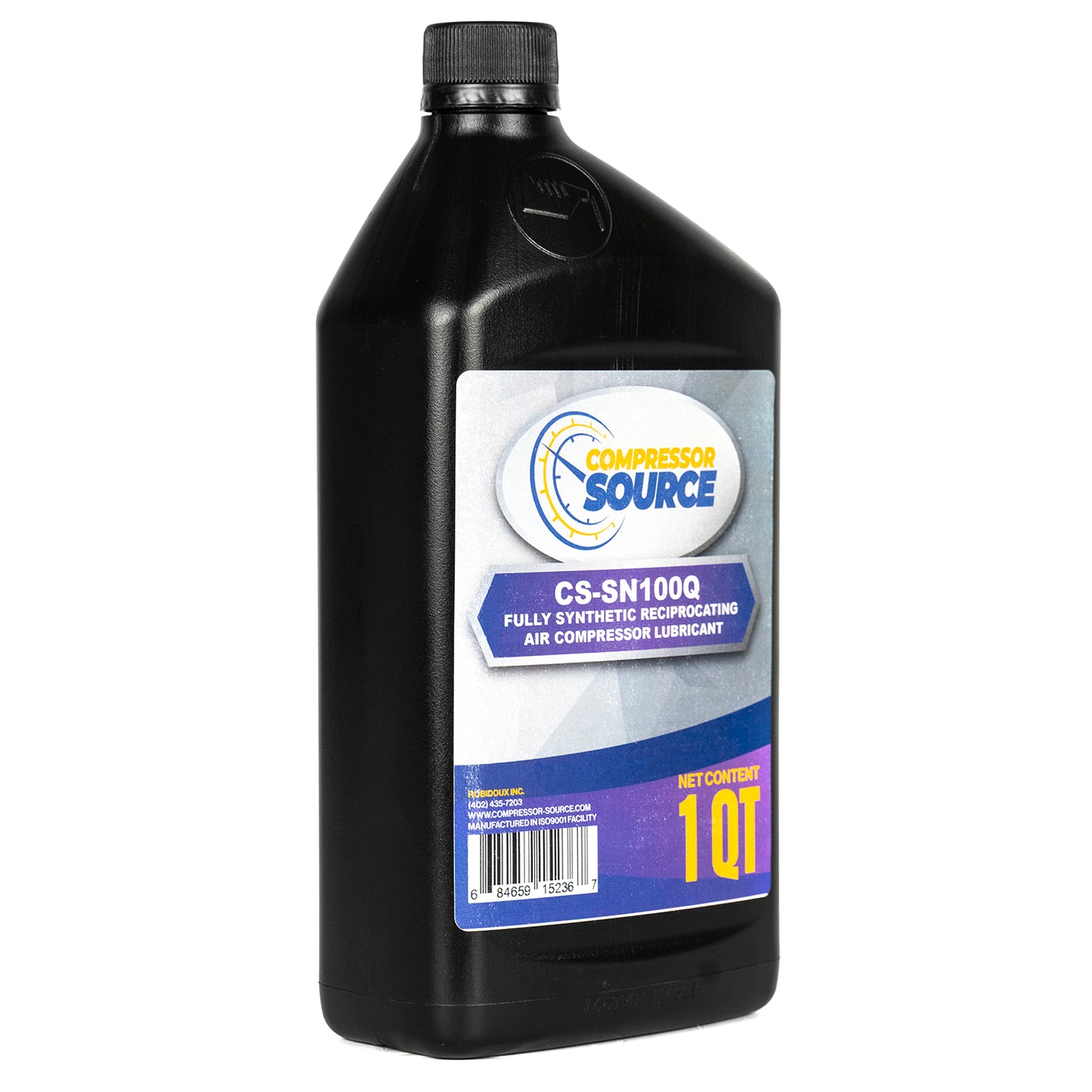 Fully Synthetic Air Compressor Oil Lubricant ISO 100 1 Quart 8000 Hour Lifespan