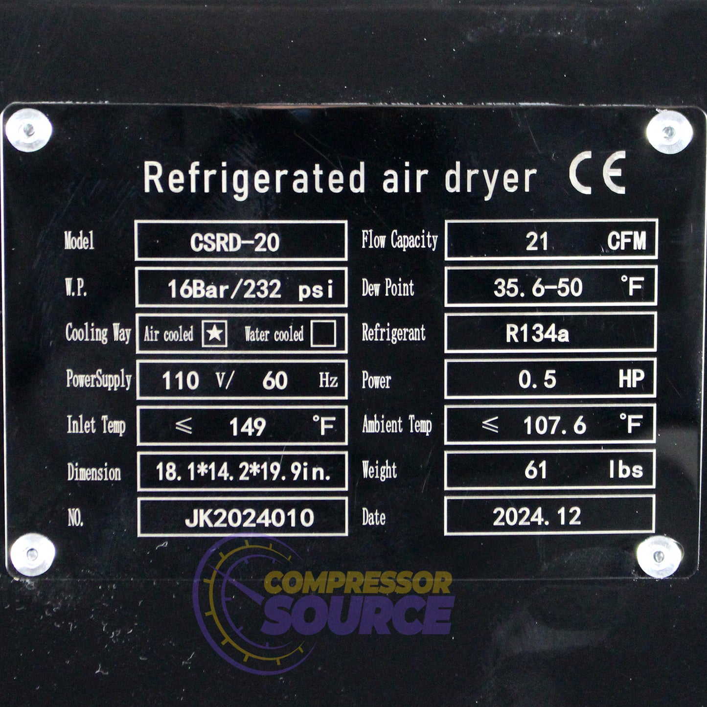 21 CFM Refrigerated Air Dryer For 5 HP Air Compressors 110V