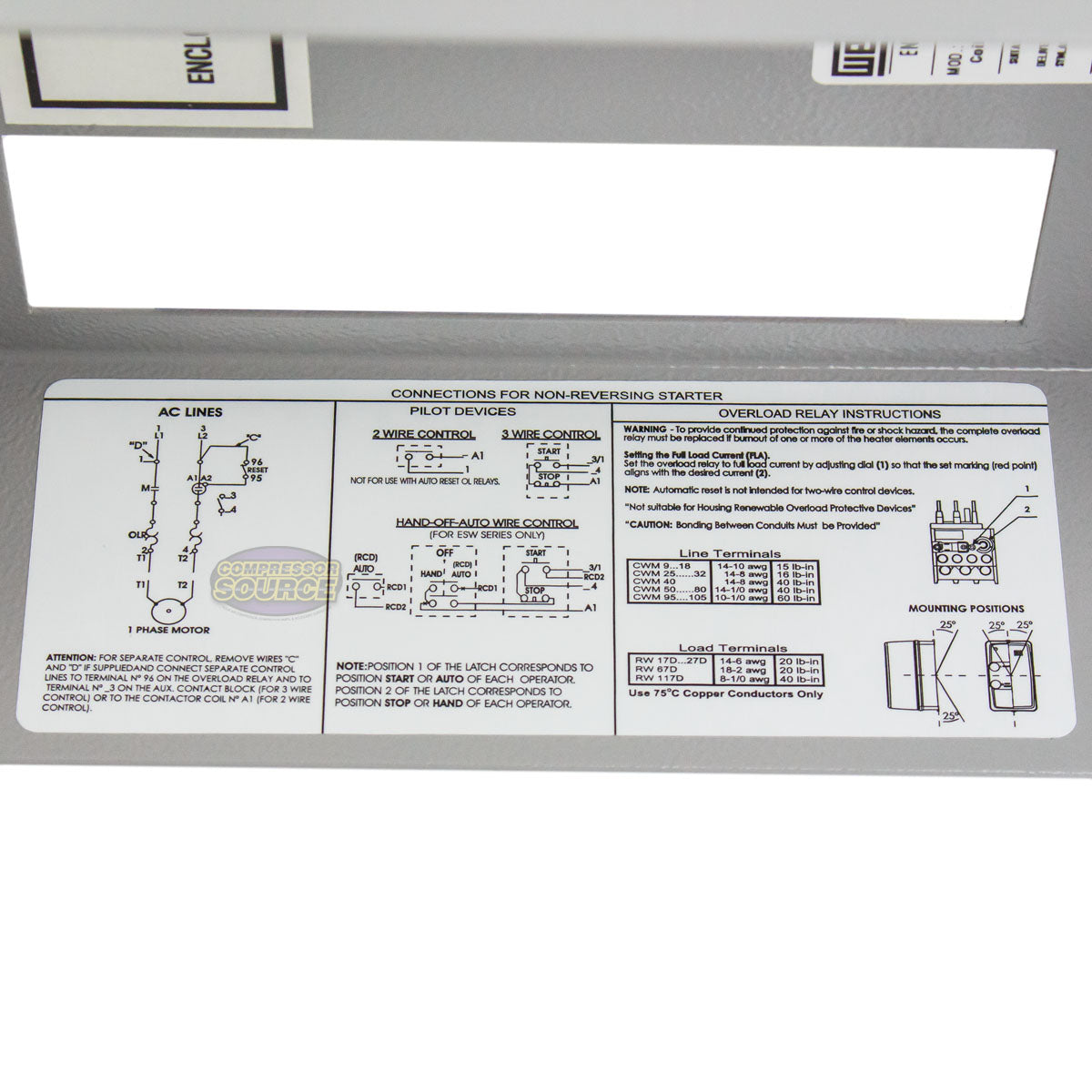 WEG 3 HP Single Phase Magnetic Starter NEMA 1 208-240V 15-23 Amps