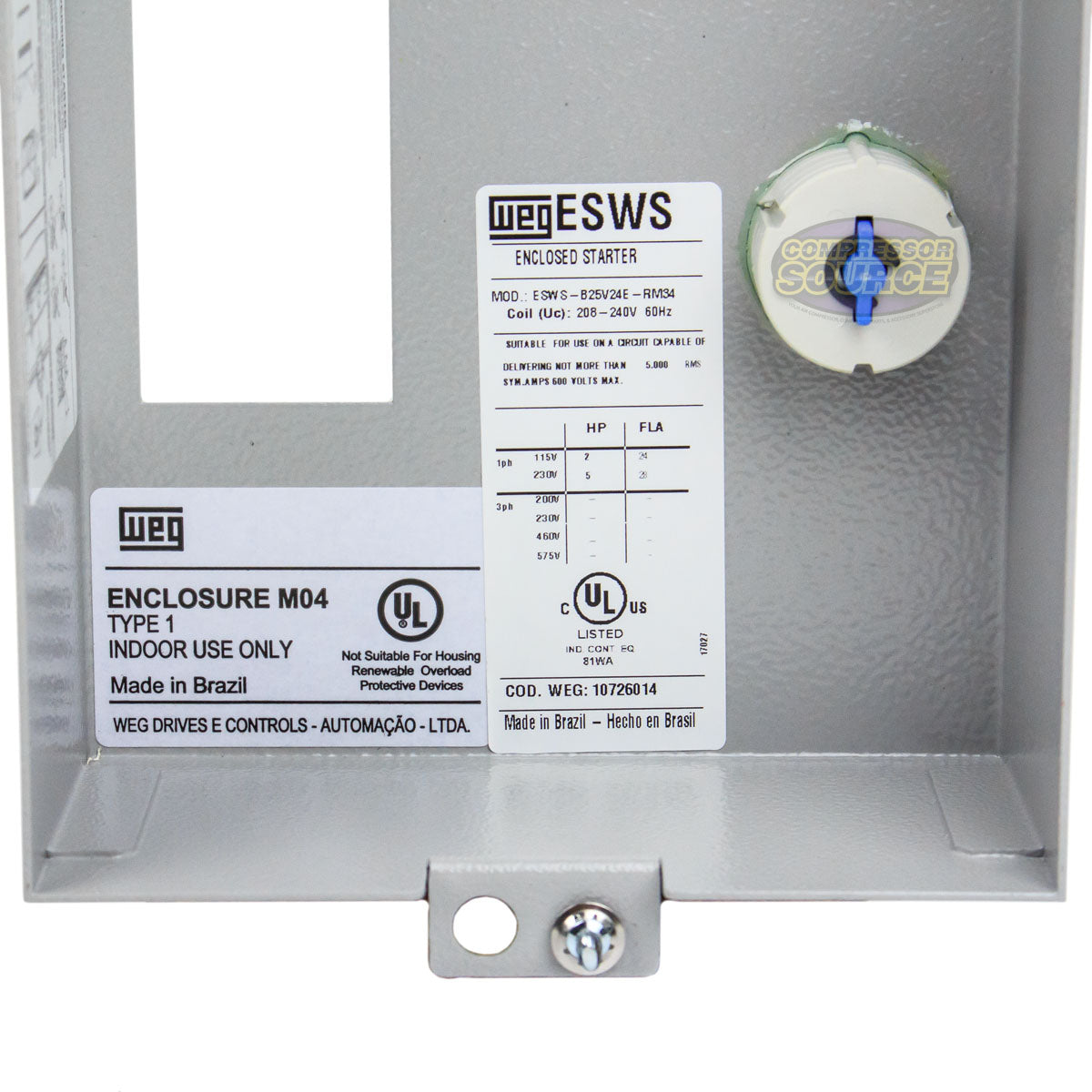 WEG 5 HP Single Phase Magnetic Starter NEMA 1 208-240V 22-32 Amps