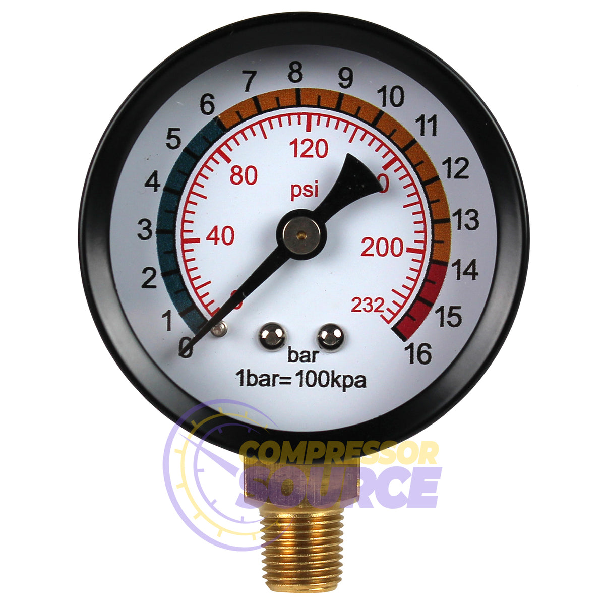 1" Compressed Air Water Filter Manual Drain w/ Pressure Gauge F966N