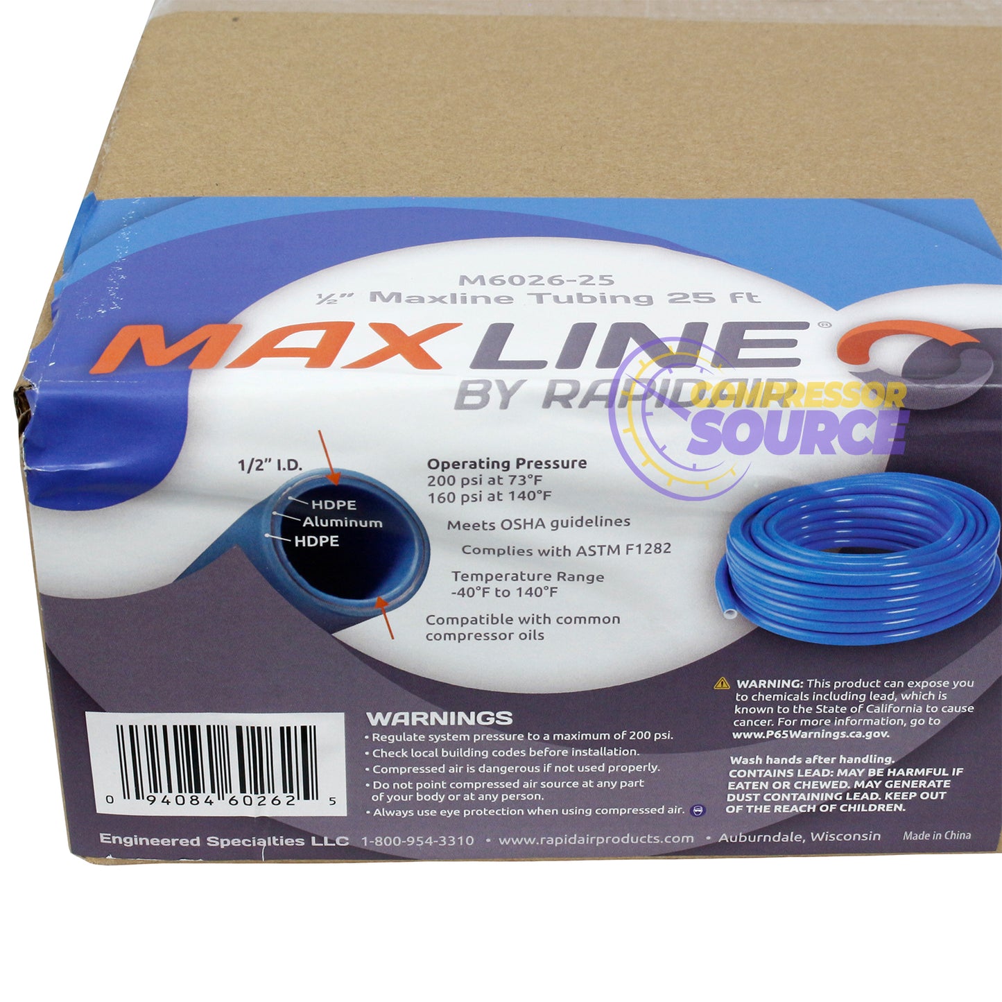 Rapid Air Maxline 1/2" Compressed Air Piping 25ft Tubing Kit Rapid Air Max Line
