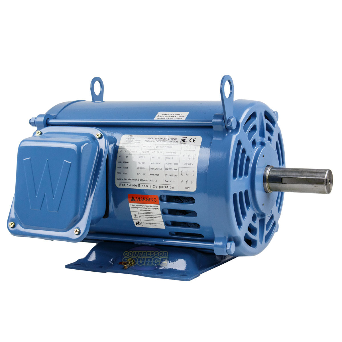 7.5 HP 3 Phase Electric Motor 1763 RPM 213T Frame ODP | ODP7.5-18