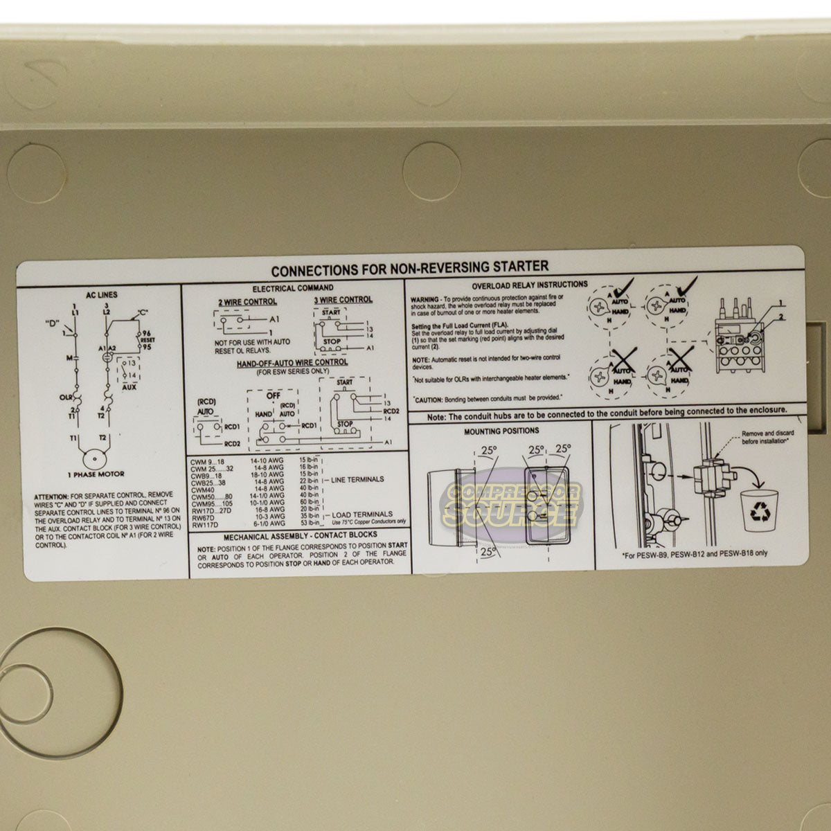 WEG 7.5 HP Single Phase Magnetic Starter NEMA 4X 208-240V 25-40 Amps PESWS-50V24EX-RM36