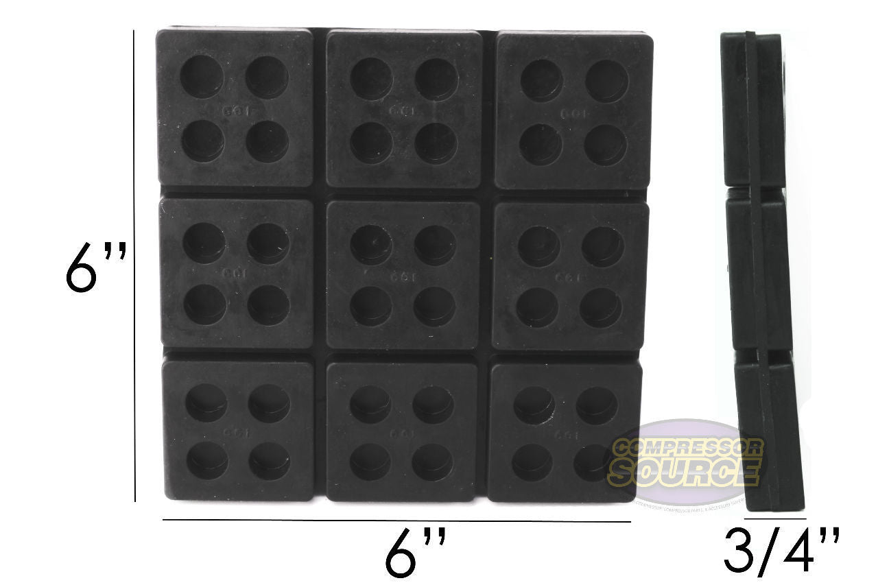 4 Pack Anti Vibration Pad Isolation Dampener All Rubber Heavy Duty 6x6x3/4"