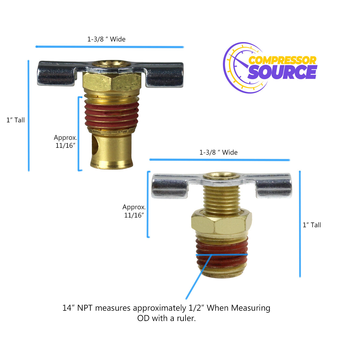 132 ROLAIR Air Compressor Drain Valve 1/4" Tank Petcock