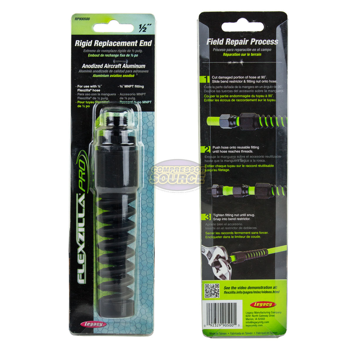 Flexzilla 1/2" Air Hose Field Repairable Hose End Legacy RP900500 Aluminum