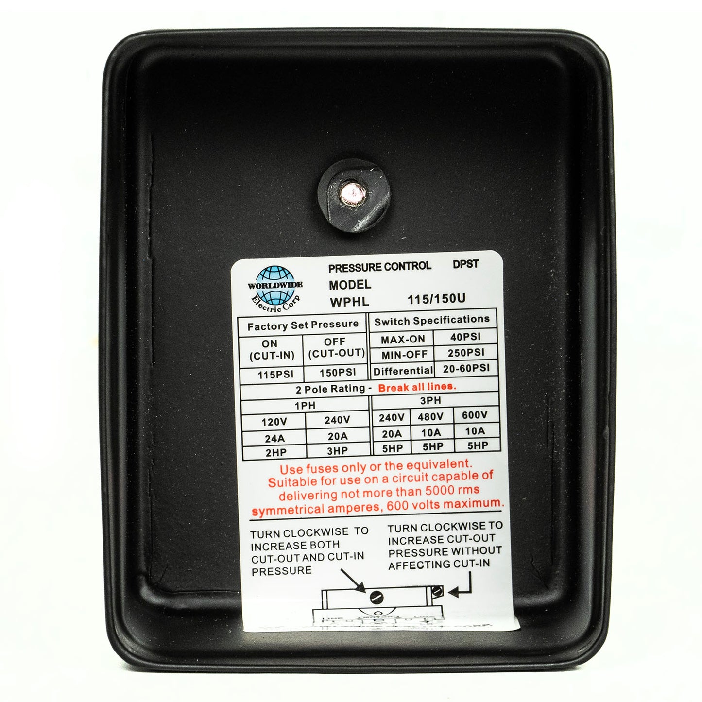 Metal Housing 115-150 PSI Air Compressor Pressure Switch Control Single Port