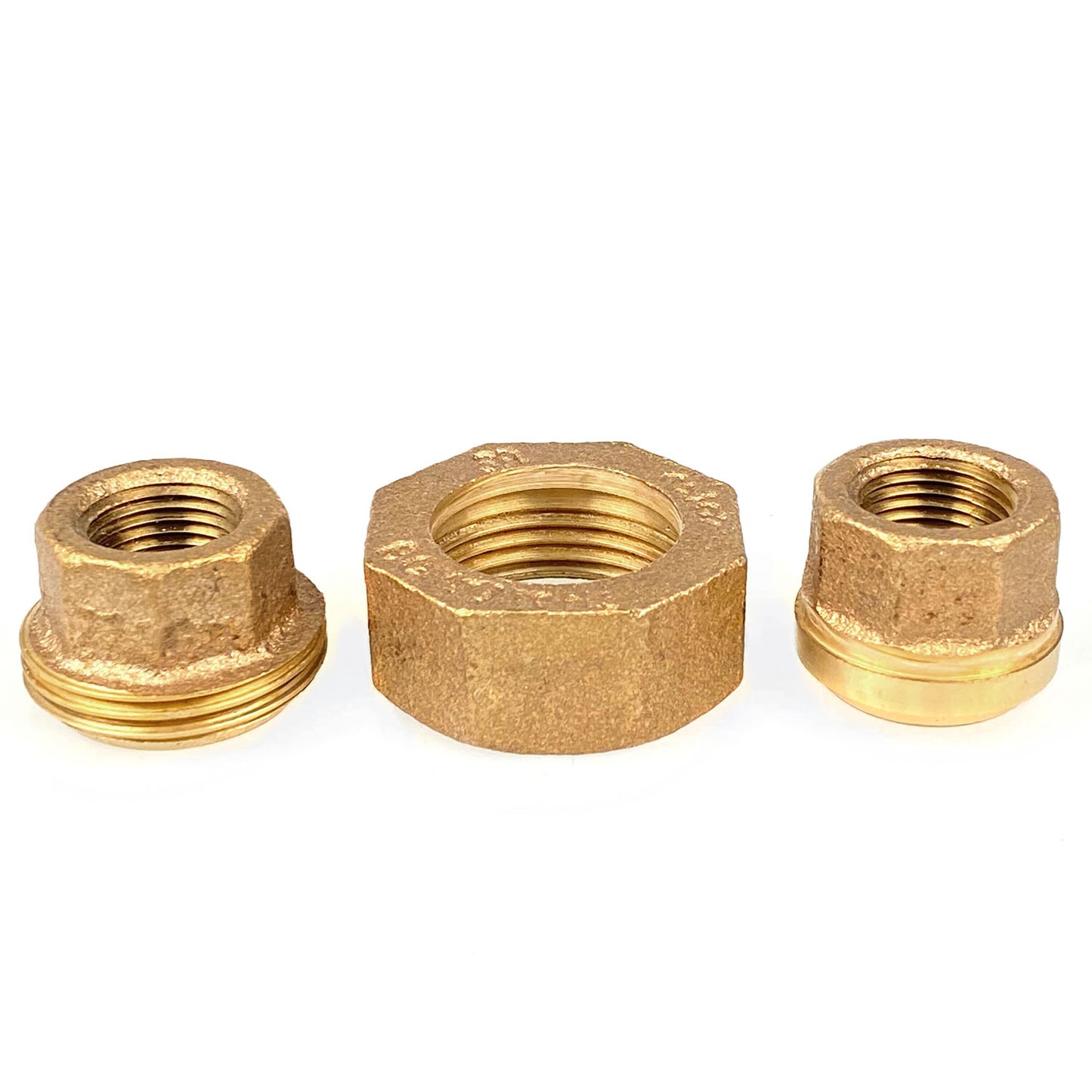 3/8" NPT Female Solid Brass Three Piece Pipe Union Fitting Adapter