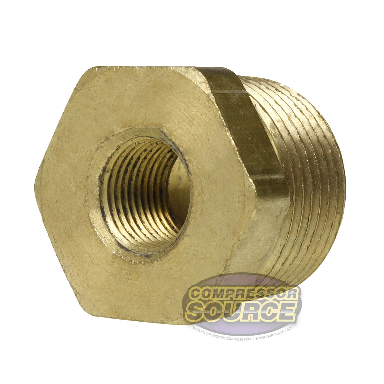 1" x 3/8" Male NPTF x Female NPTF Hex Bushing Reducer Solid Brass Pipe Fitting