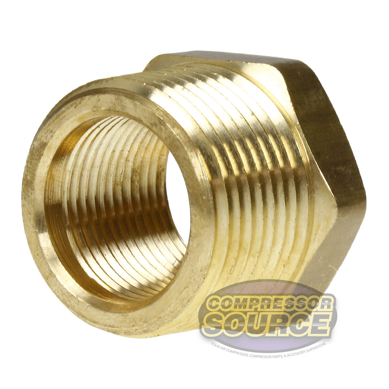 1" x 3/4" Male NPTF x Female NPTF Hex Bushing Reducer Solid Brass Pipe Fitting