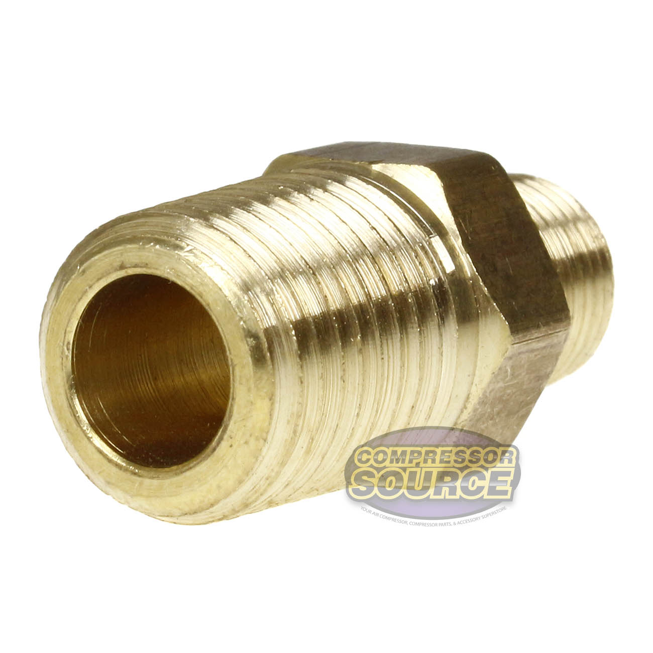5 Pack 1/4" x 1/8" Male NPTF Pipe Reducing Hex Nipple Solid Brass Pipe Fitting