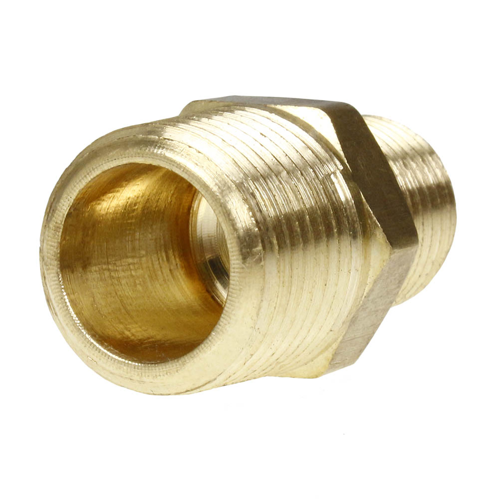 10 Pack 3/8" x 1/4" Male NPTF Pipe Reducing Hex Nipple Solid Brass Pipe Fitting