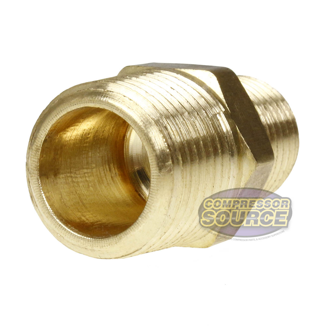 3/8" x 1/4" Male NPTF Pipe Reducing Hex Nipple Solid Brass Pipe Fitting 112REC
