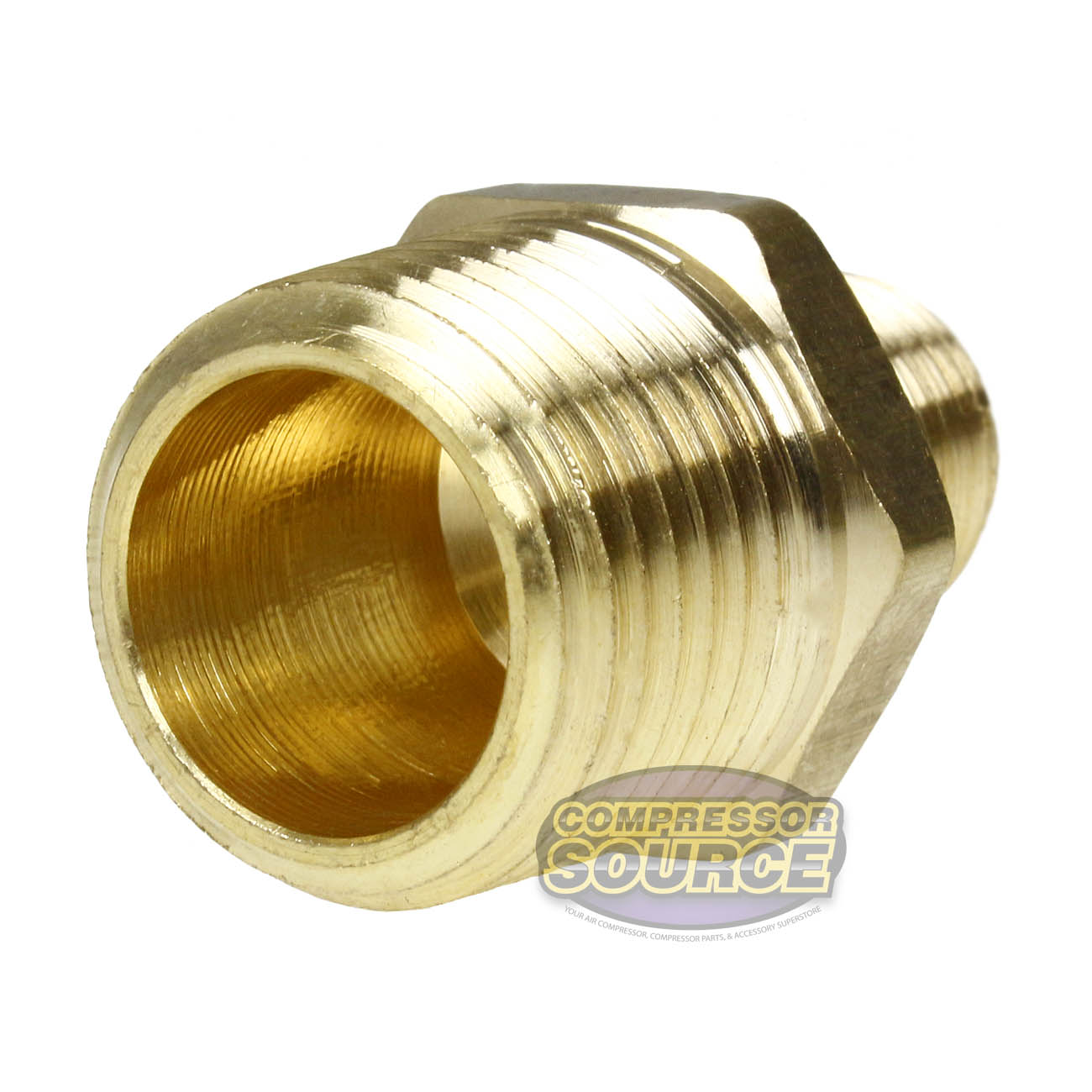 1/2" x 1/4" Male NPTF Pipe Reducing Hex Nipple Solid Brass Pipe Fitting 112RFC