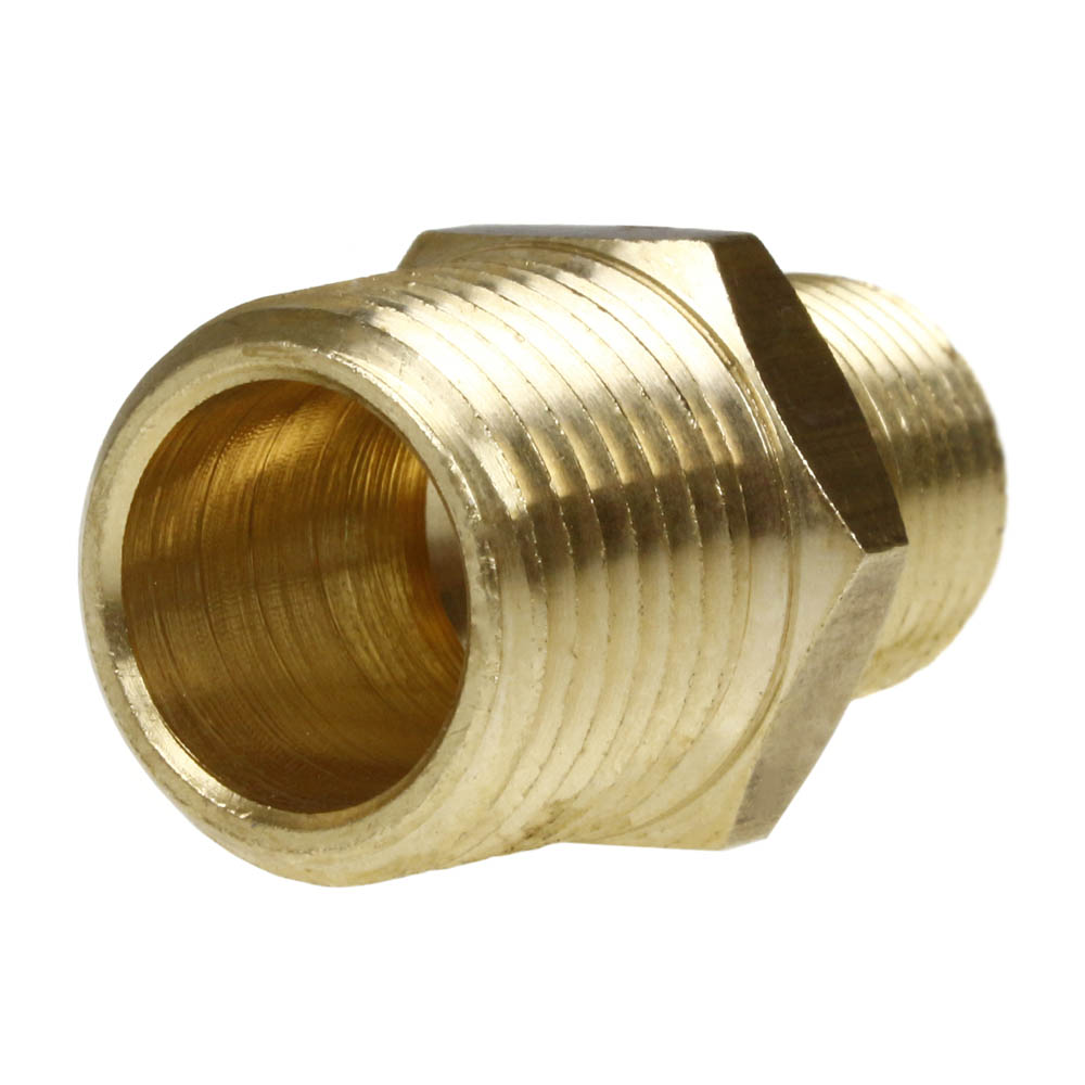 10 Pack 1/2" x 3/8" Male NPTF Pipe Reducing Hex Nipple Solid Brass Pipe Fitting
