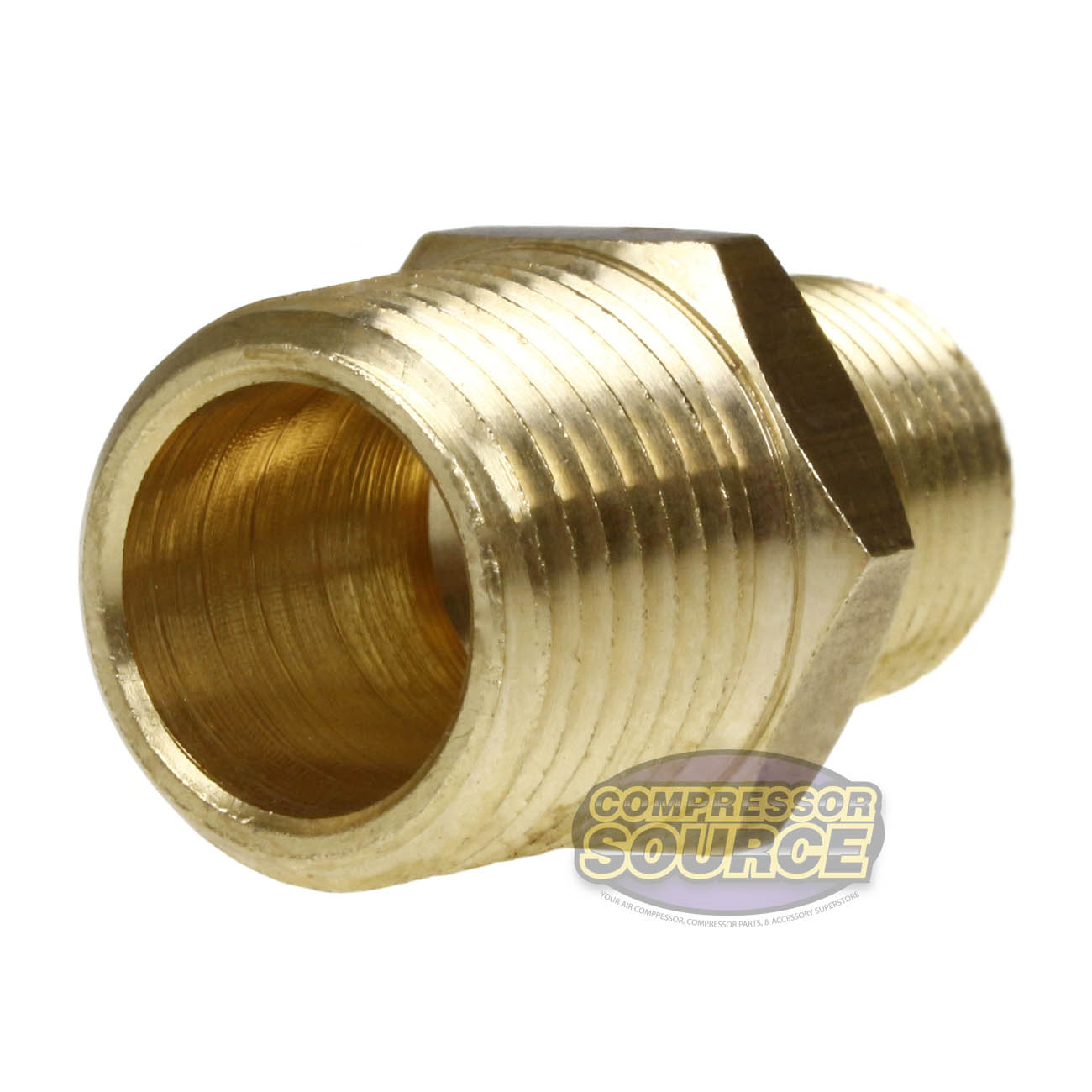 1/2" x 3/8" Male NPTF Pipe Reducing Hex Nipple Solid Brass Pipe Fitting New