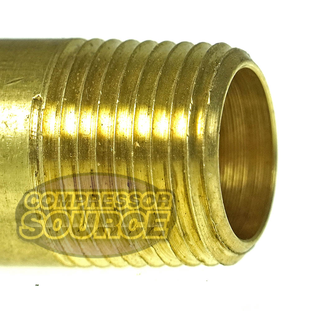 3/8" NPT x 2" Inch Long Solid Yellow Brass Nipple Extension 1200 PSI Max 117E2