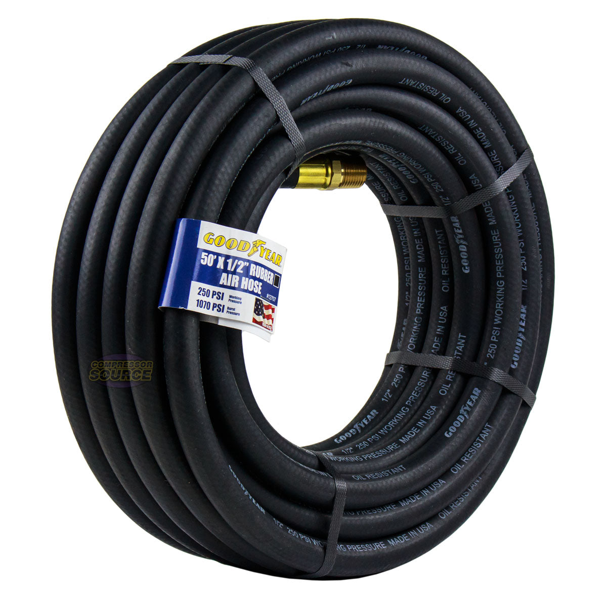Goodyear 50' ft. x 1/2 in. Rubber Air Hose 250 PSI Air Compressor