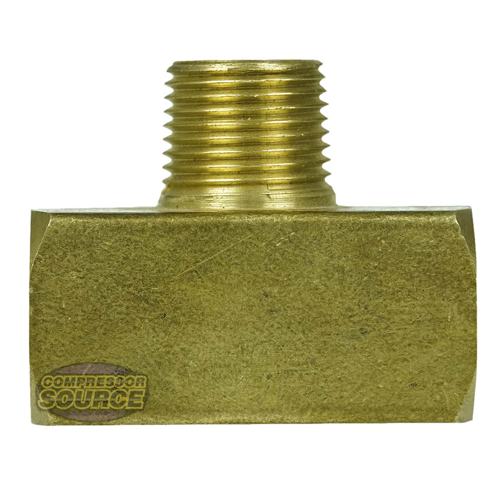 Triple 3/8 NPT Solid Brass Tee Fitting With 1 Male And 2 Female Threa –  compressor-source