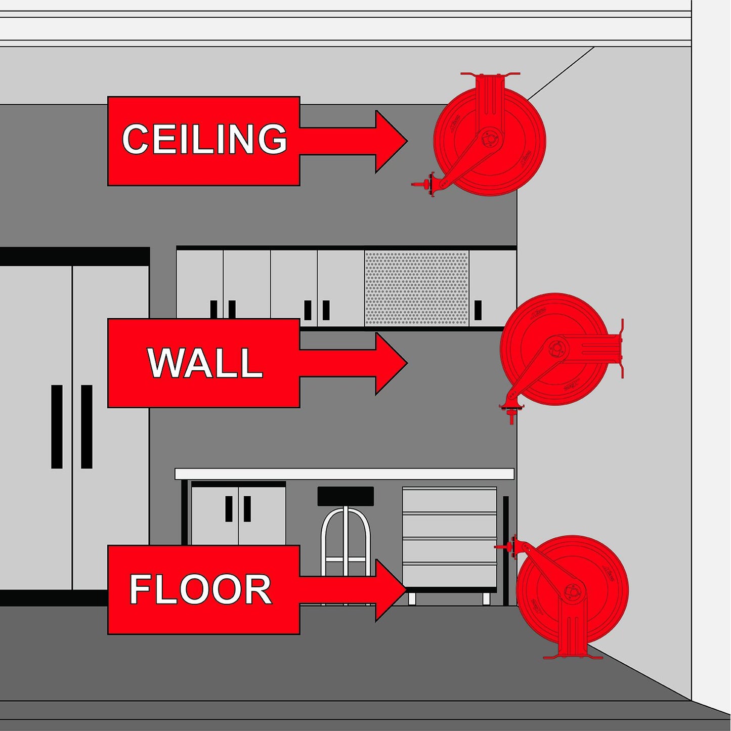 Milton 3/8" x 50' Steel Dual Arm Rubber Air Hose Reel Auto Retractable 2760-50D