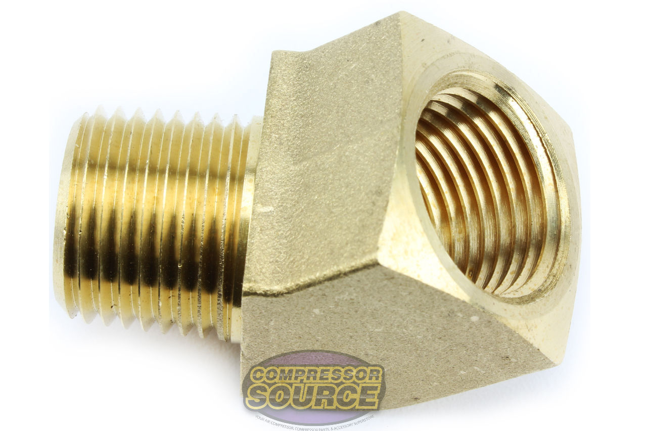 Rapid Air 45 Degree 1/2" NPT Pipe Thread Solid Brass Street Elbow Fitting 2-Pack