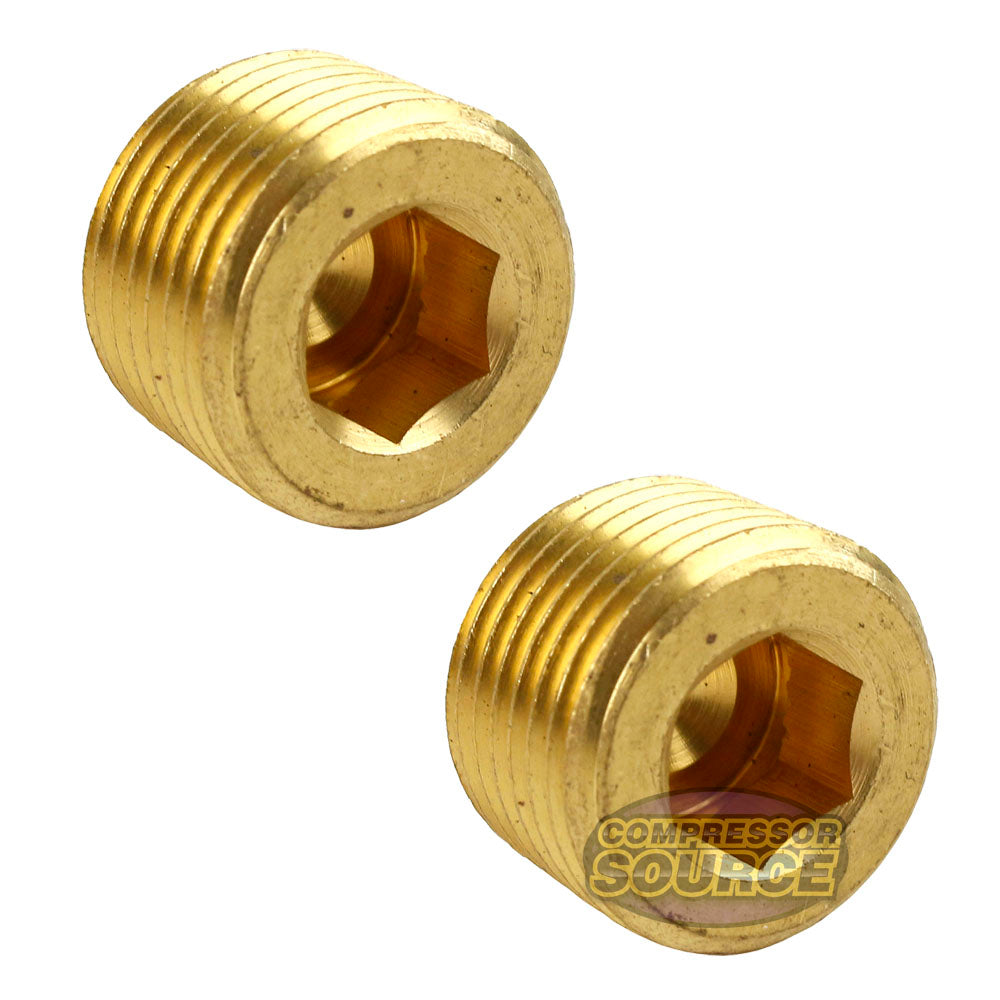 3/8" Solid Brass Male NPT Thread Allen Head Pipe Plug Hex Socket 50135 2-Pack