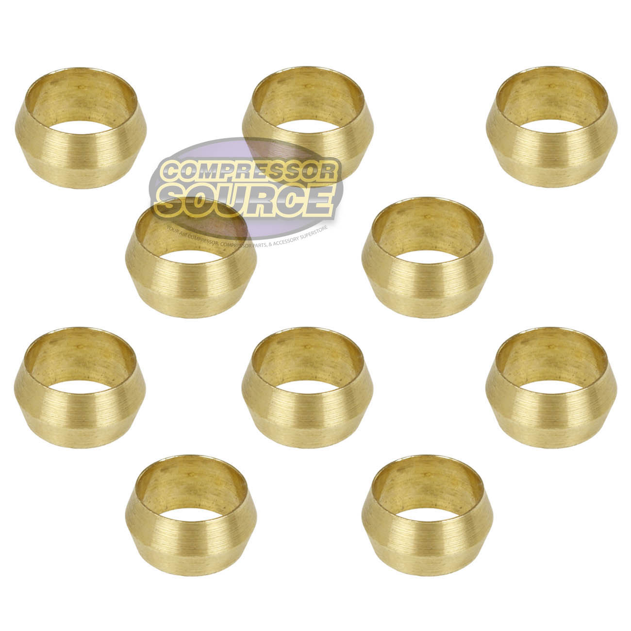 10 Pack 3/8" Compression Sleeve Solid Brass Ferrule for 3/8" Compression Tubing