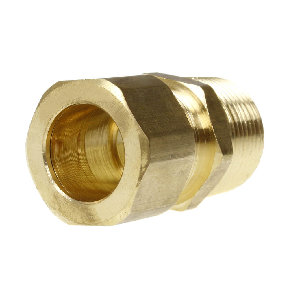 3/4" x 3/4" Tube OD x Male NPTF Compression Adapter Straight Solid Brass Fitting