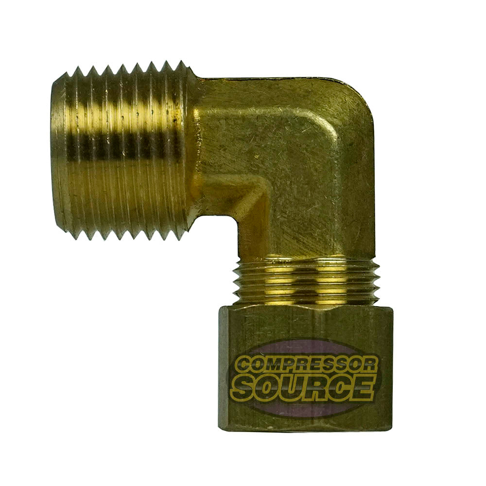 3/8" x 3/8" Compression x Male NPT 90 Degree Elbow Forged Brass Fitting 69EEE