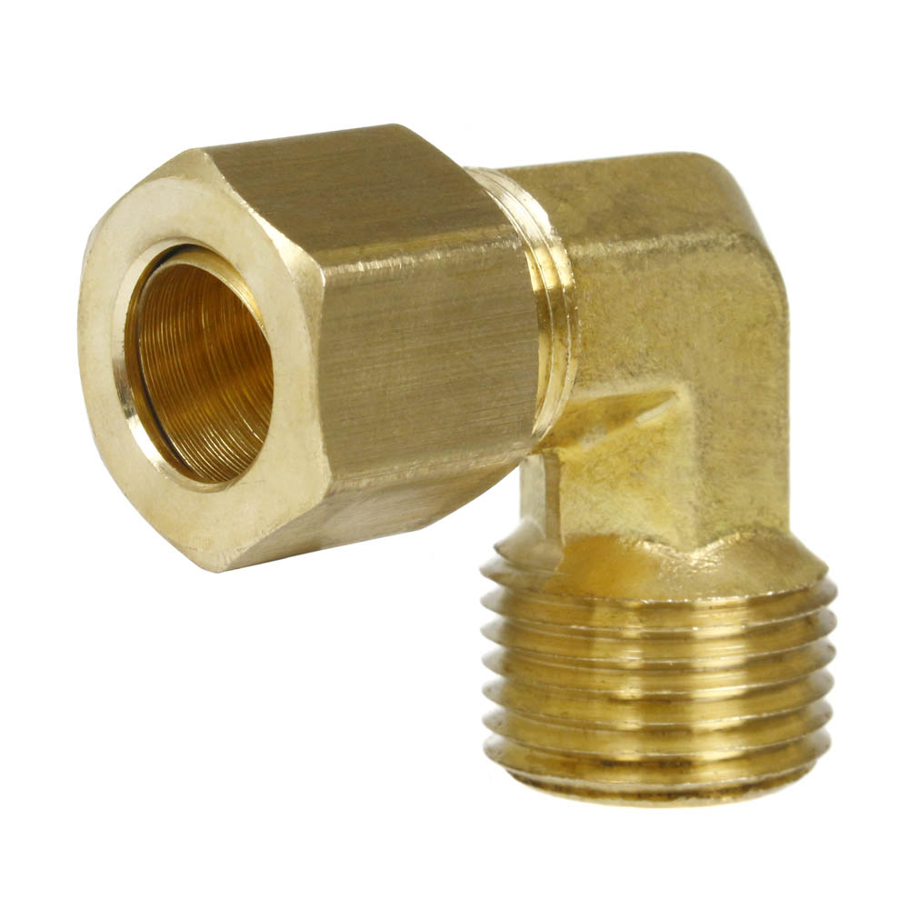 1/2" x 1/2" Compression x Male NPT 90 Degree Forged Elbow Brass Fitting 2-Pack