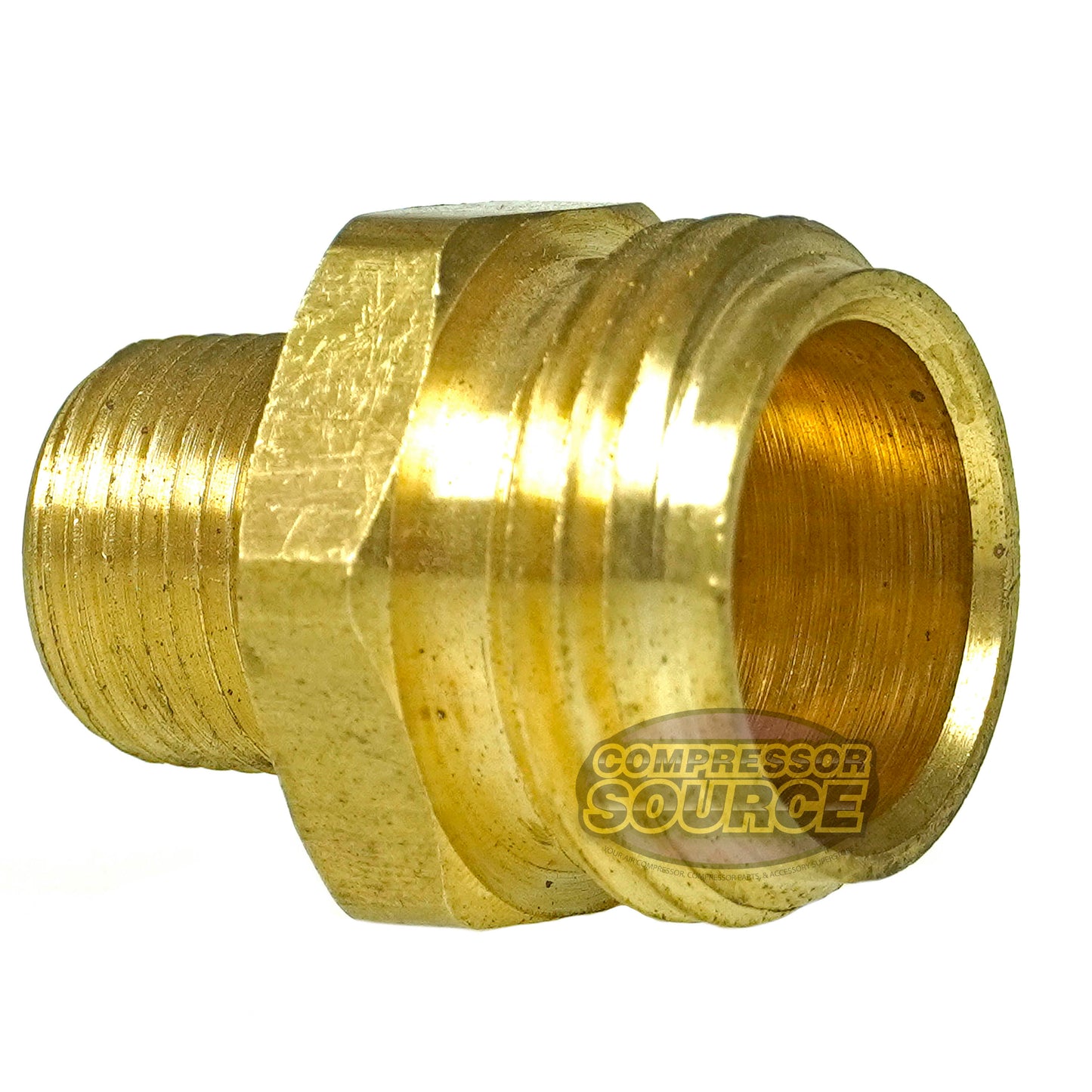 3/4 to 3/8 Inch Male Garden Hose to Male Pipe Connector Forged Brass 2-Pack