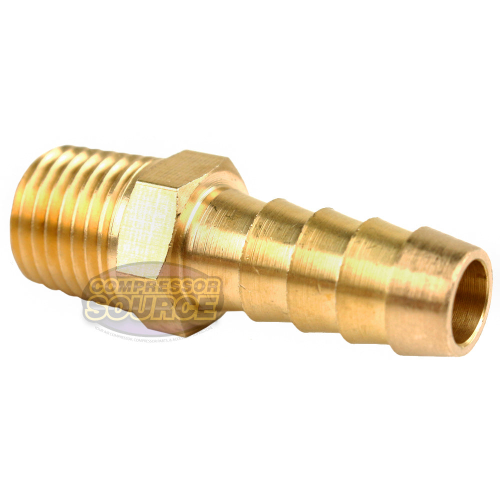 2 Pack 3/8" x 1/4" MNPT Pipe Thread Brass Air Hose Barb Fitting For 3/8" Hose