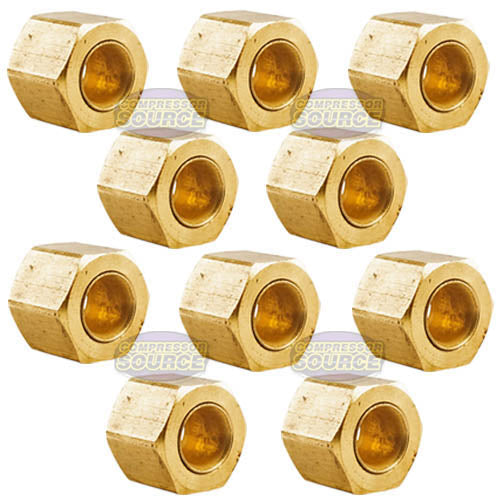 10 Pack 1/4" Compression Nut & Ferrule Combo for 1/4" OD Tube Brass Sleeve Nut