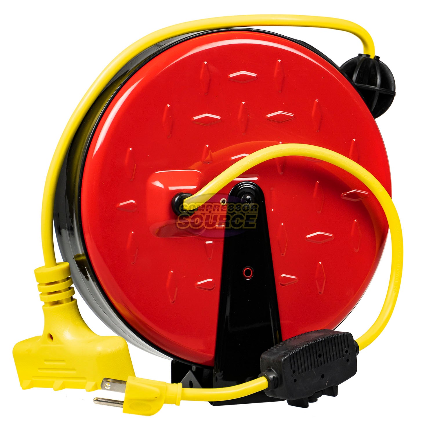Reelworks 30 Ft Retractable Extension Cord Reel 3 Outlets 16/3 SJTW Co –  compressor-source