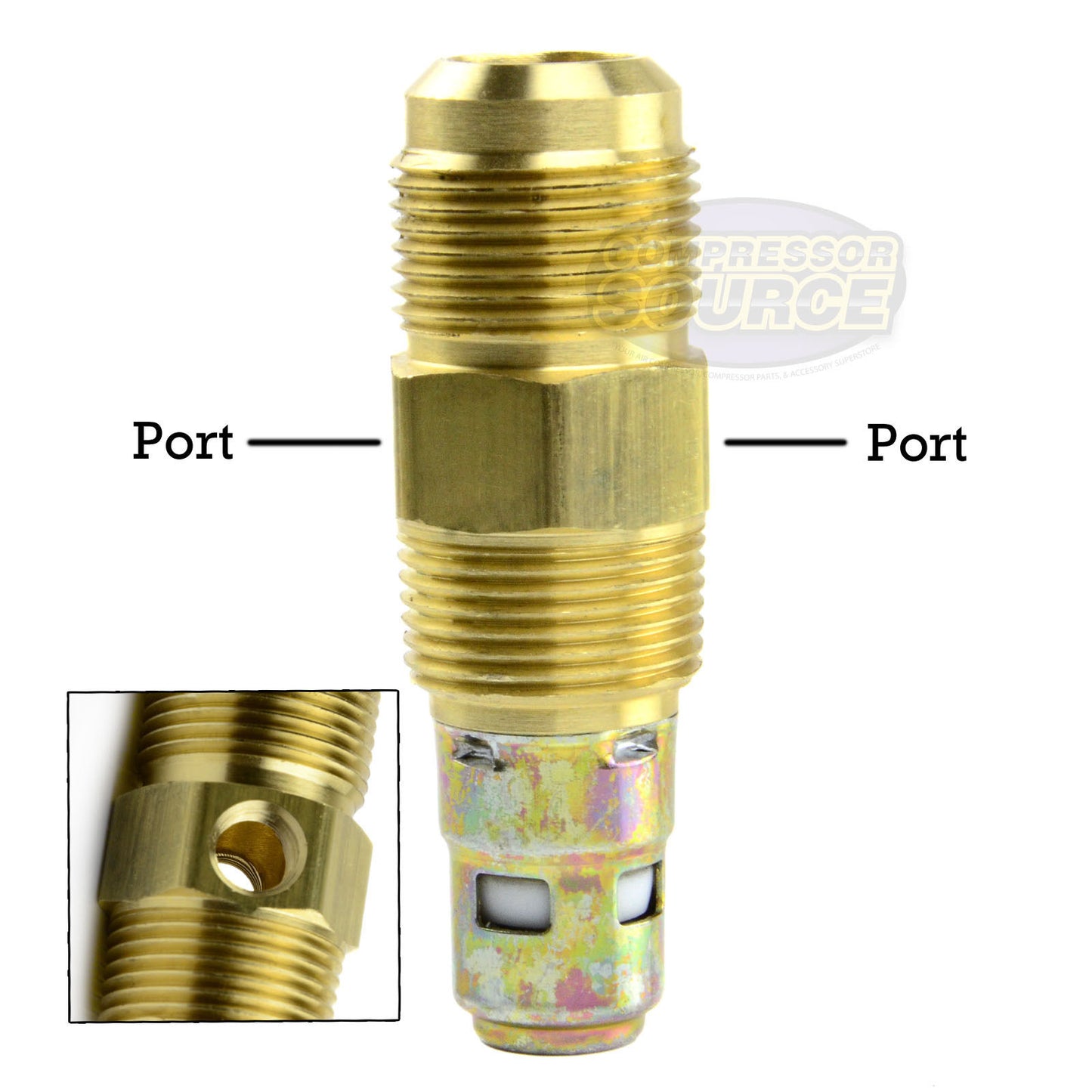 In Tank Brass Check Valve 3/4" Male NPT x 3/4" Flare with Extra Side Port