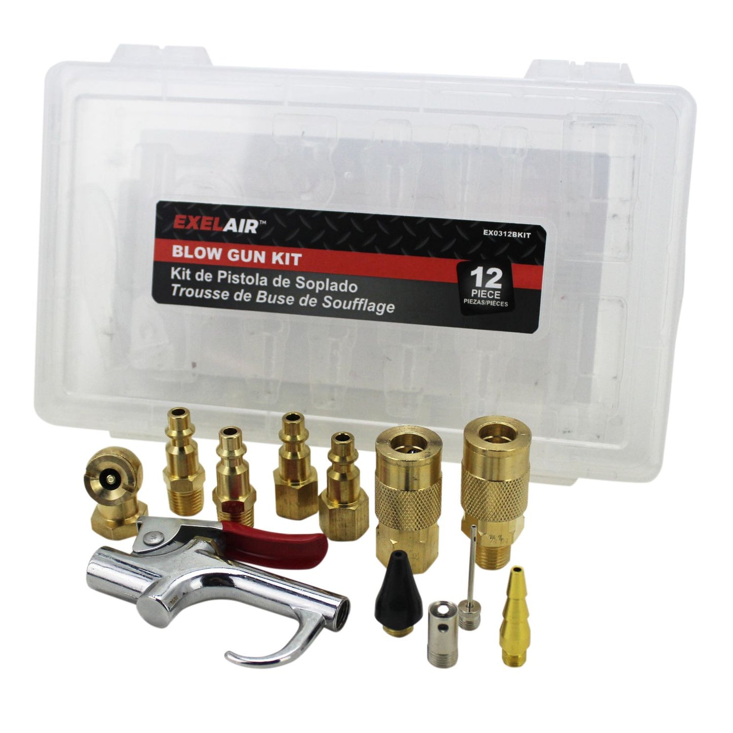 12 Piece Blow Gun Kit with Couplers and Plugs Milton M-Style Exelair EX0312BKIT