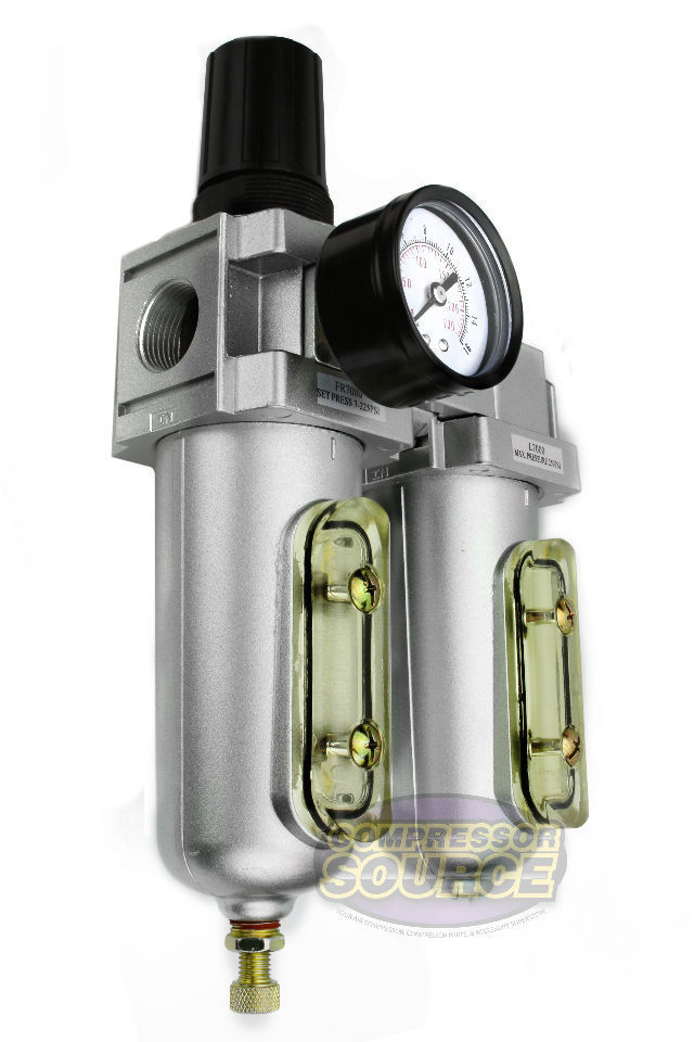 3/4" Compressed Air In Line Filter, Regulator, Oiler Lubricator, Combo