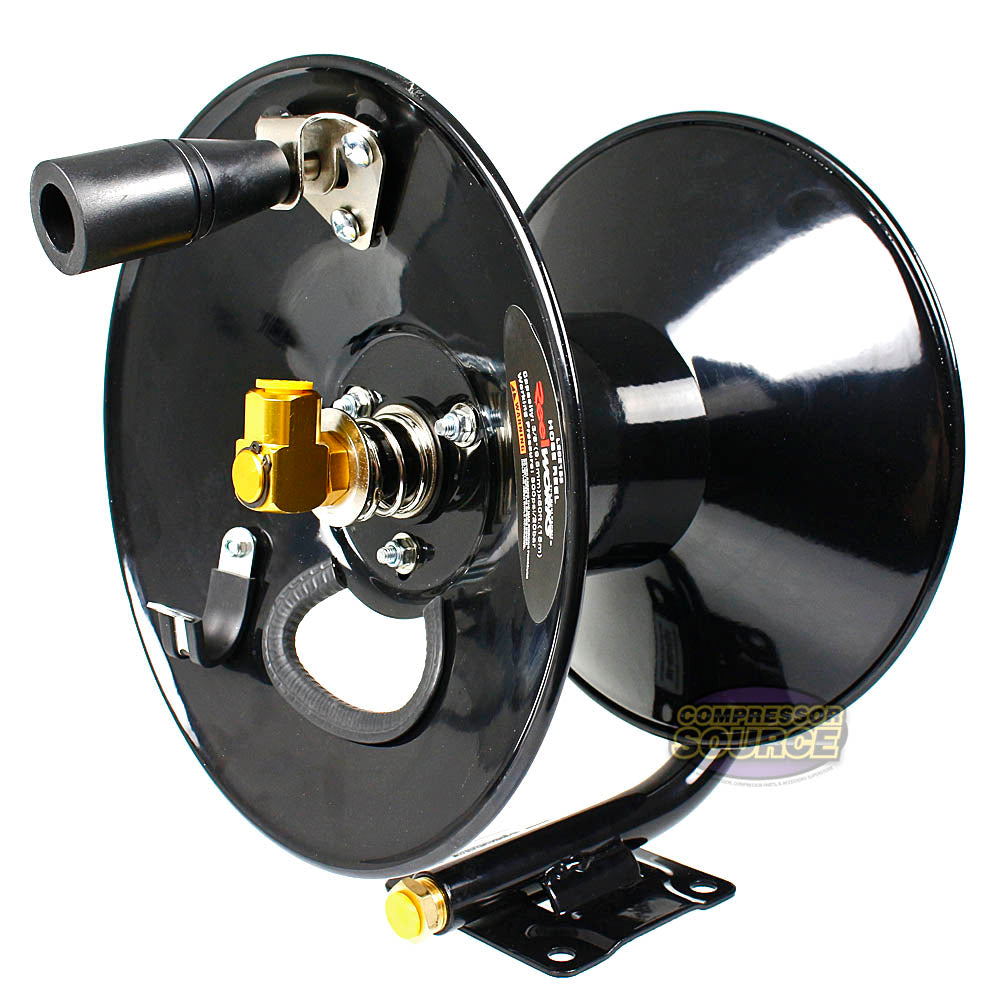 ReelWorks Heavy-Duty Spring-Driven Air Hose Reel — With 3/8in. x 50ft.  Polymer Hose, Max. 300 PSI
